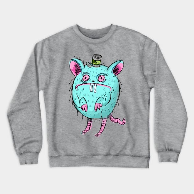 Funny and Ugly Blue Nightmare Rat Crewneck Sweatshirt by narwhalwall